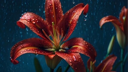 Wall Mural - red lily in the garden