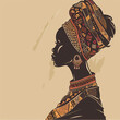 African woman in profile with traditional patterns on her head and neck