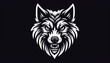 Bold wolf head logo white on black.