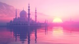 Fototapeta  - A beautiful serene mosque background for graphic design