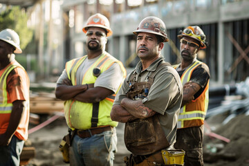 Wall Mural - construction worker in construction site, construction worker, workers at work