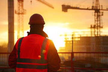 Wall Mural - construction worker in construction site, construction worker, workers at work