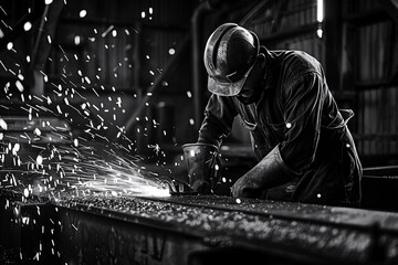 Wall Mural - construction worker in construction site, construction worker, workers at work