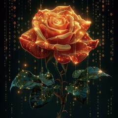 Wall Mural - a rose that is glowing in the dark