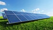 © Johannes - solar panels on a green field green transition solar energy from renewable sources hyper realistic