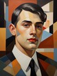 © Marina - Portrait of a handsome man  in style of cubism.  Retro portrait  in  Geometric Forms