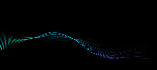 Wall Mural - Vector in concept of AI technology, science, music.
wave pattern, blue and green color isolated on black background.