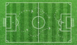 Grass field with soccer tactic, Football strategy in stadium field top view.