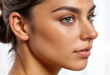 Wall Mural - Profile of a Woman's Face on White Background