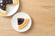 Blueberry Cheese Pie on white plate