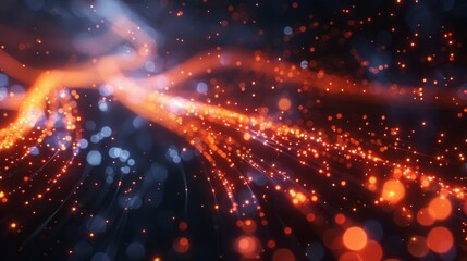 Wall Mural - A blurry image of a glowing orange line with a blue background