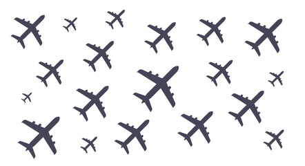 Planes pattern, aircraft are depicted flying in formation against a blank canvas, showcasing a unique pattern of airplane icons isolated on white