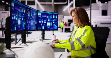 Leinwandbilder - Industrial Data Automation System On Computer