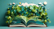 book with flowers Illustration of a magical book that contains fantastic stories - AI generative. genrative.ai
