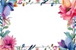 Watercolor flower frame Filled with pink and purple wildflowers Bright on a white background