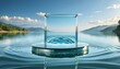 Aquatic Display: 3D Rendered Empty Glass Podium in Water