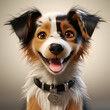 Portrait of a cute Australian Shepherd dog with a funny expression.