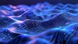 Digital blue particles wave with light abstract background, Digital wave with many dots and particles. Abstract dynamic wave background. Technology or science banner Ai generated 