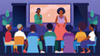 At a community center a panel discussion follows a screening of a powerful documentary about the cultural traditions and celebrations of Juneteenth.. Vector illustration