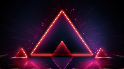 Wall Mural - space inspired red purple neon triangle wallpaper