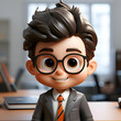 3D Illustration of a little boy in a business suit.