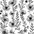 Seamless pattern with anemones and poppy flowers