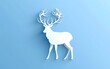 Paper cut deer icon isolated on blue background. Paper art style. Vector Illustration