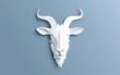 Papercut goat icon isolated on blue background. Paper art style. Vector Illustration