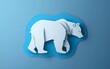 Paper cut Bear icon isolated on blue background. Paper art style. Vector Illustration