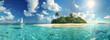 A panoramic view of the turquoise waters and white sandy beaches, Generative AI