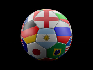 Canvas Print - Soccer ball national flags