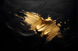 Lustrous gold paint smears on black backdrop, a dynamic addition to contemporary design and artistic expression