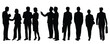 Businessman and businesswoman. Full body silhouette people on a white background. Man and woman in standing position, front view. Vector illustration.