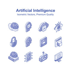 Wall Mural - Get this amazing isometric icons set of artificial intelligence, ready to use vector