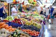 Vibrant Farmers Market Displaying Colorful Fruits and Vegetables - Fresh Produce, Outdoor Shopping, Healthy Eating