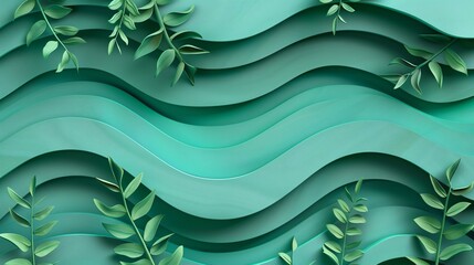 Wall Mural - Abstract leaves in the background, a pattern that showcases nature's design. Bright green decoration, a representation of plant life.