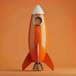 Bright and eye-catching, this stylized orange rocket stands out on a matching warm orange background, suggesting innovation and exploration.