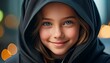 True-to-Life Detail: Close-Up of Girl in Black Hood
