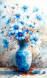 Beautiful blue flowers on a white background. Watercolor illustration.