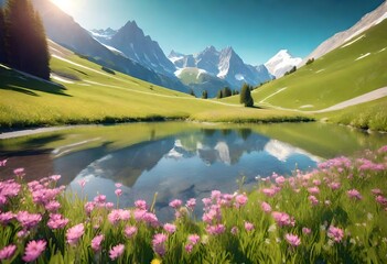 Wall Mural - alpine lake in the mountains