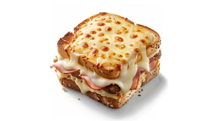 Poster - croque monsieur avec beaucoup de creme on white background