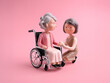高齢者の介護イメージ　ミニチュア模型