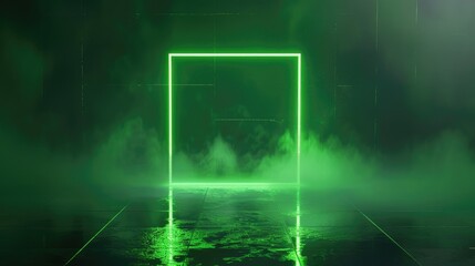 Wall Mural - A green square with a glowing light inside of it, Generative AI