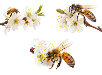 Wall Mural - bee on flower transparent background PNG