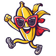 comedic take on a superhero, this banana boasts a red cape and sunglasses