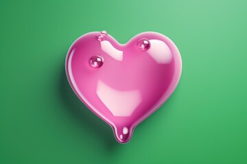 a pink heart shaped liquid with bubbles