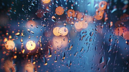 Poster - Raindrops splashing on a windowpane, creating a soothing backdrop as the storm rages outside, evoking feelings of coziness.