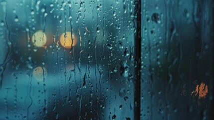 Poster - Raindrops splashing on a windowpane, creating a soothing backdrop as the storm rages outside, evoking feelings of coziness.