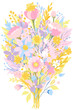 Pastel Spring Bloom: Vibrant Assorted Flower Bouquet Illustration