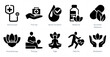 A set of 10 mix icons as stethoscope, first aid, blood donation